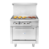 36 in. Commercial Oven with Griddle Top, 90000 BTU in Stainless-Steel (KM-CRG36G-NG)